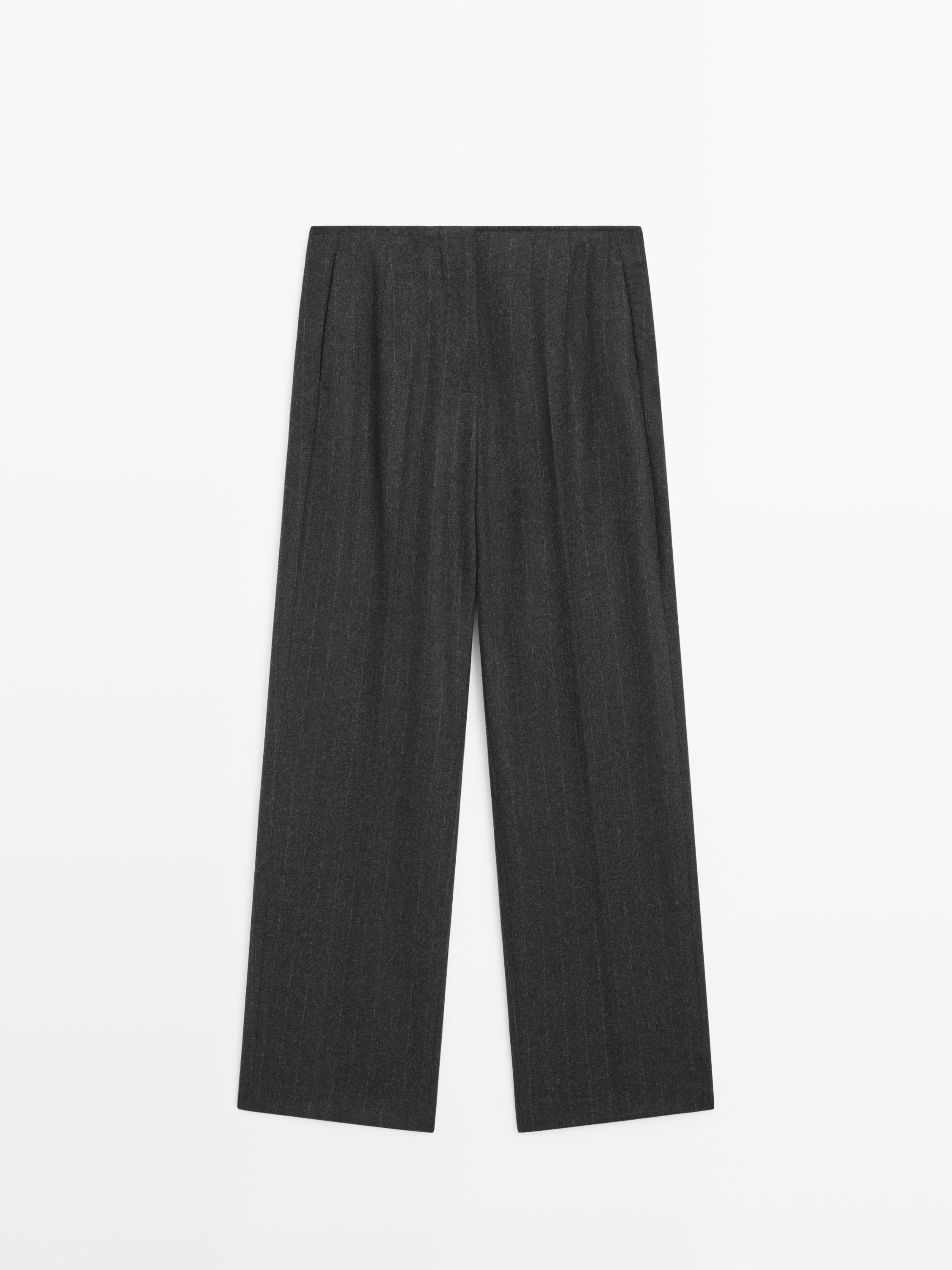 Pantalon à rayures en laine mélangée